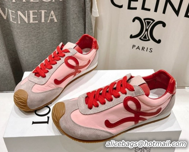 Low Price Loewe Ballet Runner 2.0 Sneakers in Nylon and Suede Red/Pink 1210059
