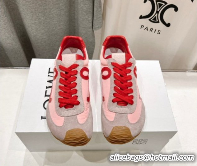 Low Price Loewe Ballet Runner 2.0 Sneakers in Nylon and Suede Red/Pink 1210059