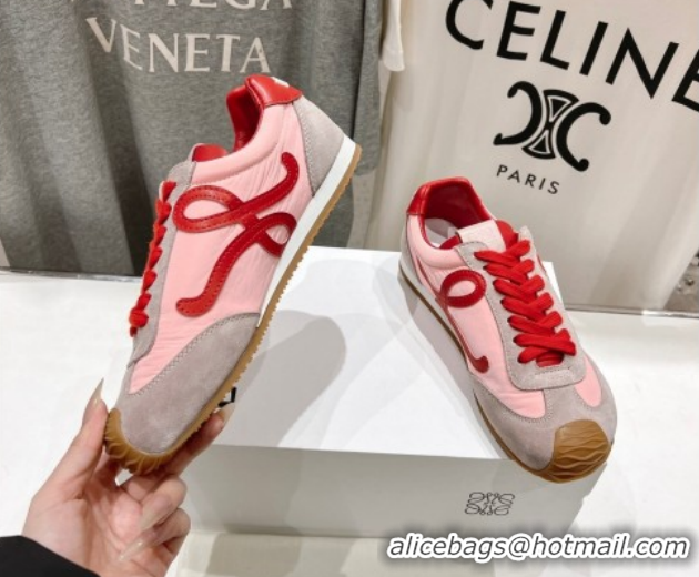 Low Price Loewe Ballet Runner 2.0 Sneakers in Nylon and Suede Red/Pink 1210059