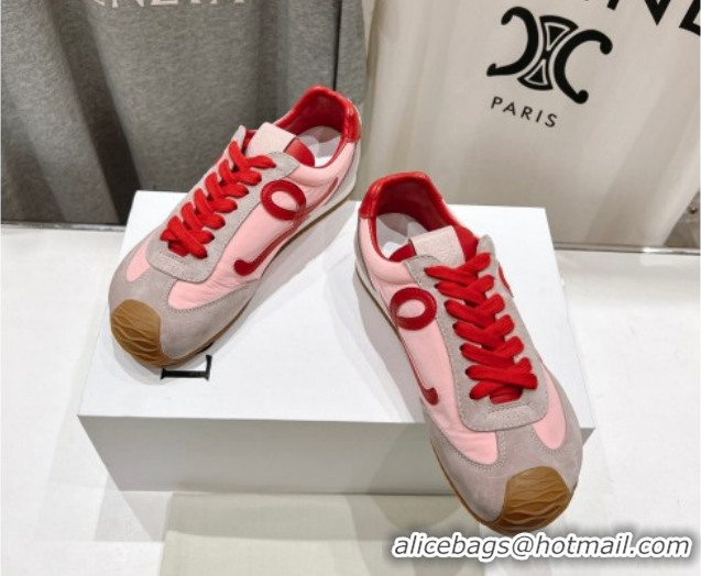Low Price Loewe Ballet Runner 2.0 Sneakers in Nylon and Suede Red/Pink 1210059