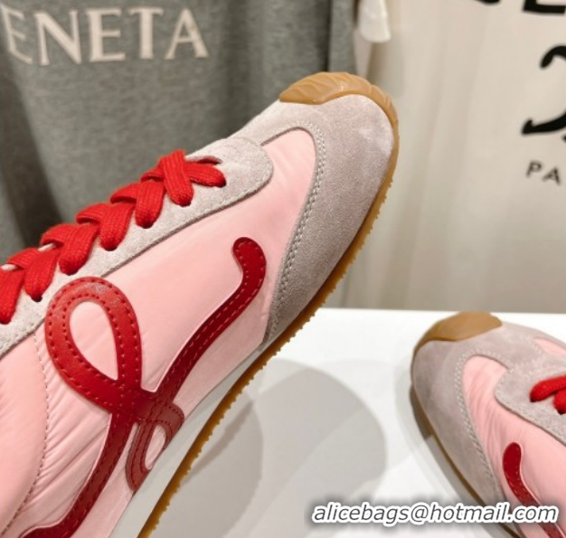 Low Price Loewe Ballet Runner 2.0 Sneakers in Nylon and Suede Red/Pink 1210059