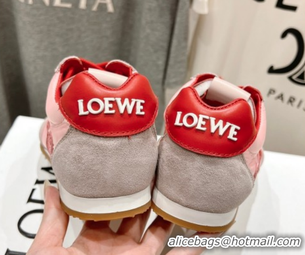 Low Price Loewe Ballet Runner 2.0 Sneakers in Nylon and Suede Red/Pink 1210059