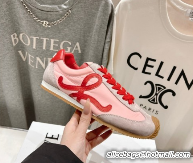 Low Price Loewe Ballet Runner 2.0 Sneakers in Nylon and Suede Red/Pink 1210059