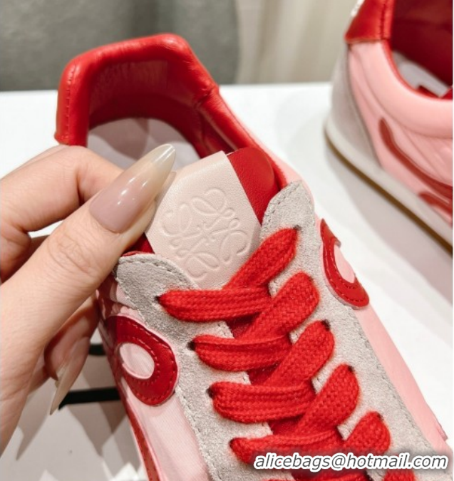 Low Price Loewe Ballet Runner 2.0 Sneakers in Nylon and Suede Red/Pink 1210059