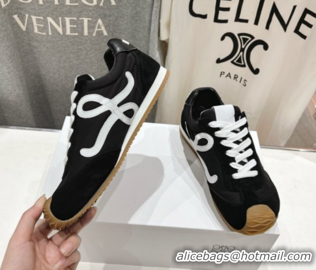 Charming Loewe Ballet Runner 2.0 Sneakers in Nylon and Suede Black/White 1210062