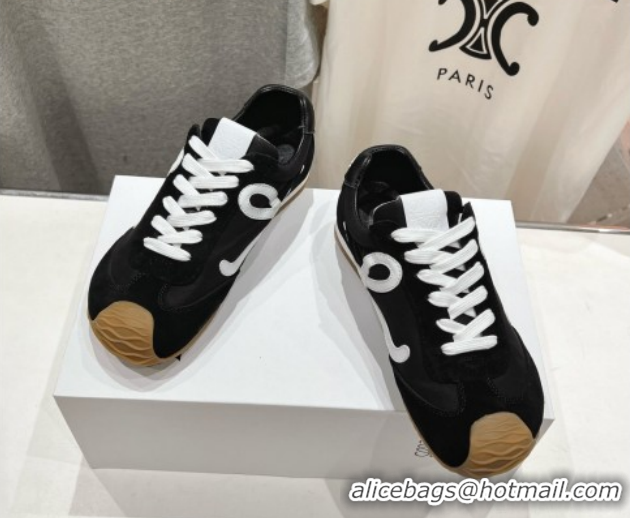 Charming Loewe Ballet Runner 2.0 Sneakers in Nylon and Suede Black/White 1210062
