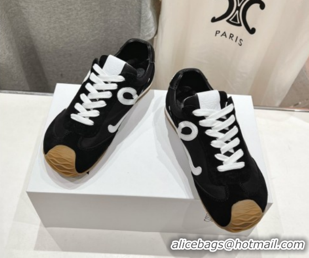 Charming Loewe Ballet Runner 2.0 Sneakers in Nylon and Suede Black/White 1210062