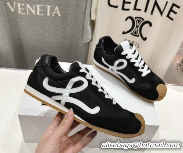 Charming Loewe Ballet Runner 2.0 Sneakers in Nylon and Suede Black/White 1210062