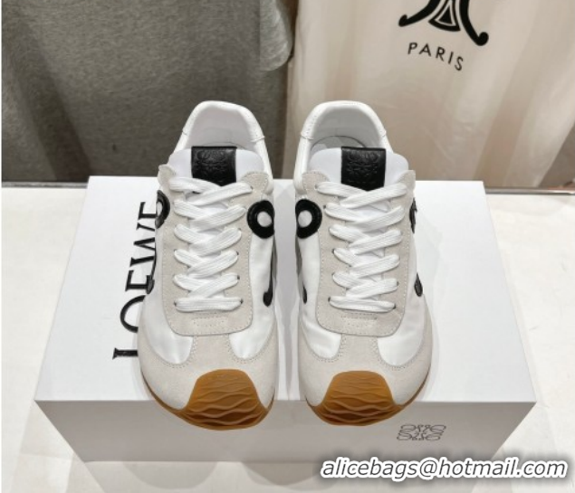 Most Popular Loewe Ballet Runner 2.0 Sneakers in Nylon and Suede White/Black 1210063