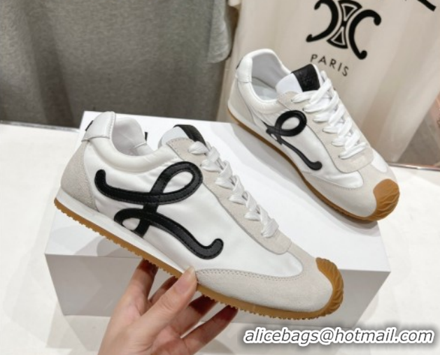 Most Popular Loewe Ballet Runner 2.0 Sneakers in Nylon and Suede White/Black 1210063