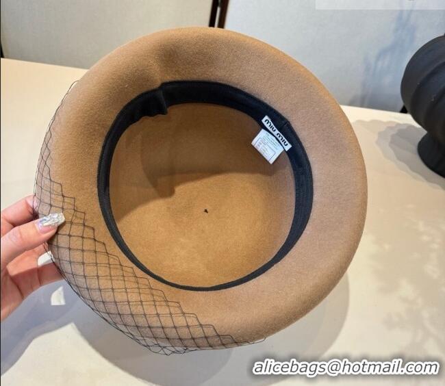 Inexpensive Miu Miu Wool Bucket Hat with Mesh MIU010518 Brown 2026