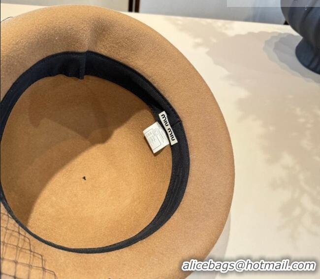 Inexpensive Miu Miu Wool Bucket Hat with Mesh MIU010518 Brown 2026
