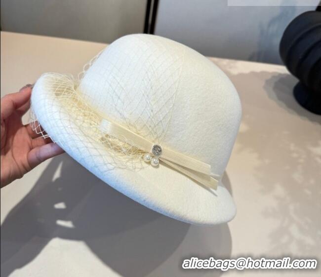 Low Price Miu Miu Wool Bucket Hat with Mesh MIU010518 White 2026