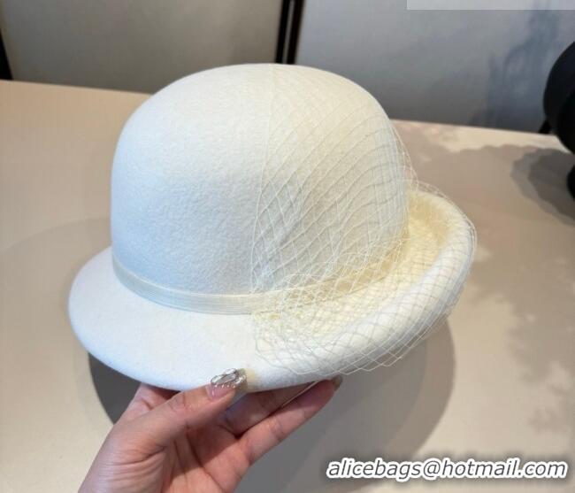 Low Price Miu Miu Wool Bucket Hat with Mesh MIU010518 White 2026