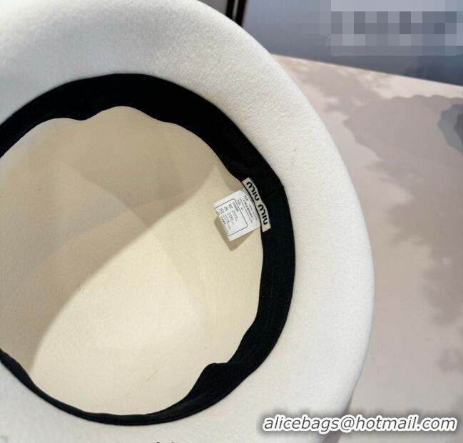 Low Price Miu Miu Wool Bucket Hat with Mesh MIU010518 White 2026