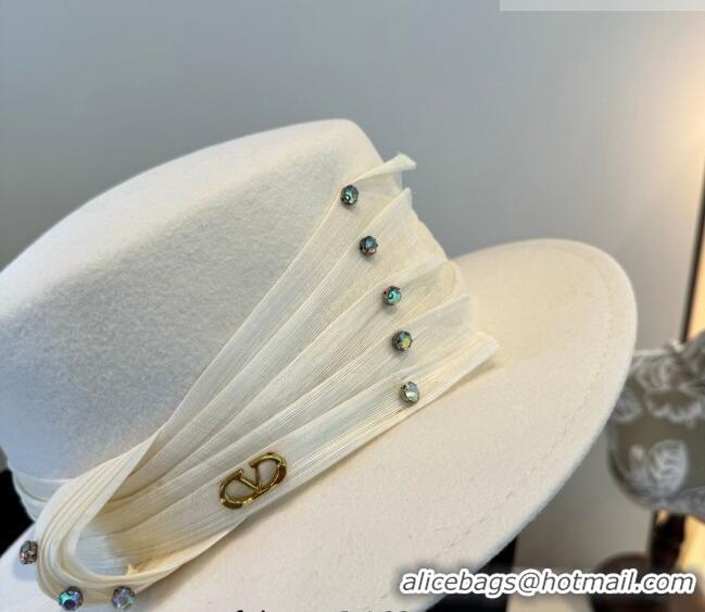 Big Discount Valentino Wide Brim Hat with Strass VLTN010518 White 2026