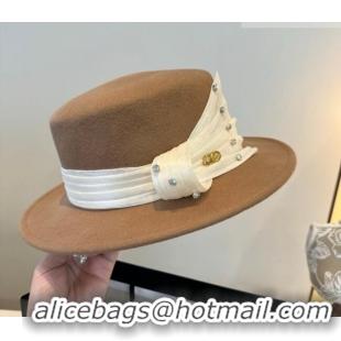 Big Discount Valentino Wide Brim Hat with Strass VLTN010518 Camel 2026