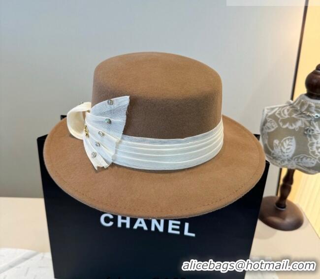 Big Discount Valentino Wide Brim Hat with Strass VLTN010518 Camel 2026
