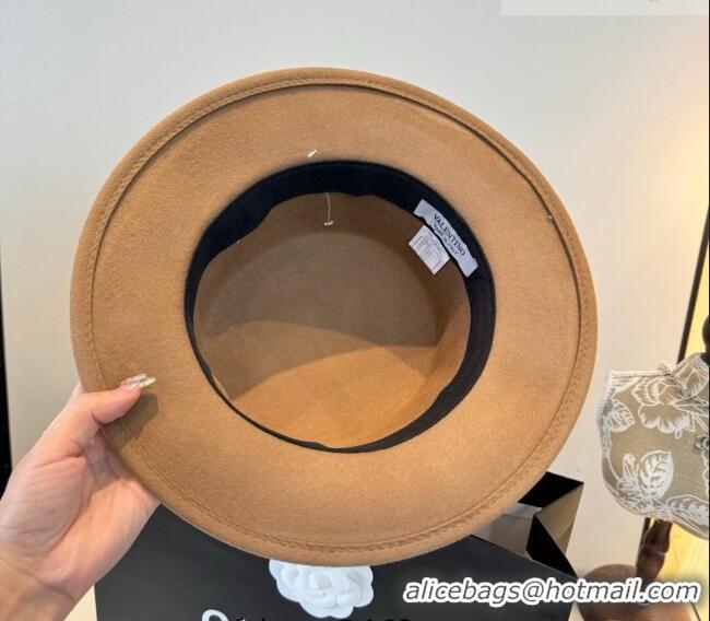 Big Discount Valentino Wide Brim Hat with Strass VLTN010518 Camel 2026