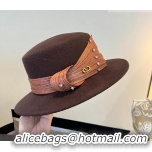 Popular Style Valentino Wide Brim Hat with Strass VLTN010518 Brown 2026