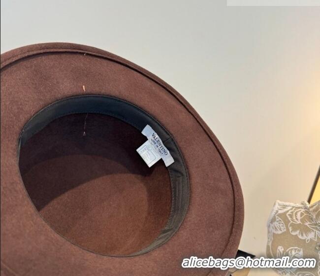 Popular Style Valentino Wide Brim Hat with Strass VLTN010518 Brown 2026