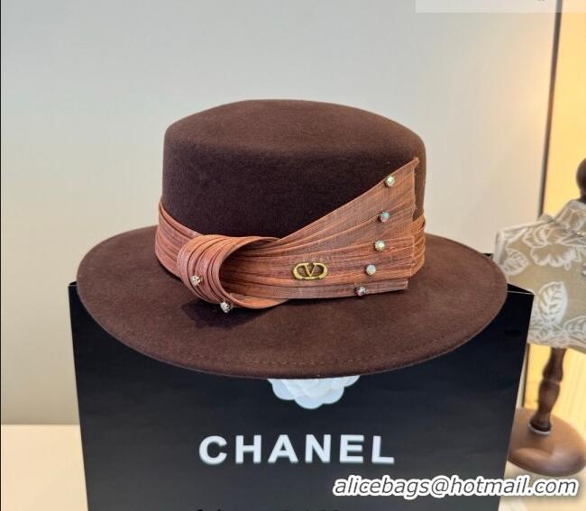 Popular Style Valentino Wide Brim Hat with Strass VLTN010518 Brown 2026