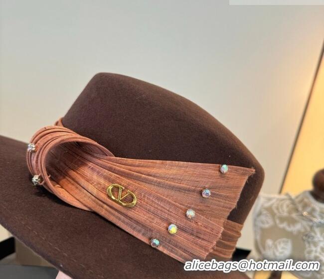 Popular Style Valentino Wide Brim Hat with Strass VLTN010518 Brown 2026