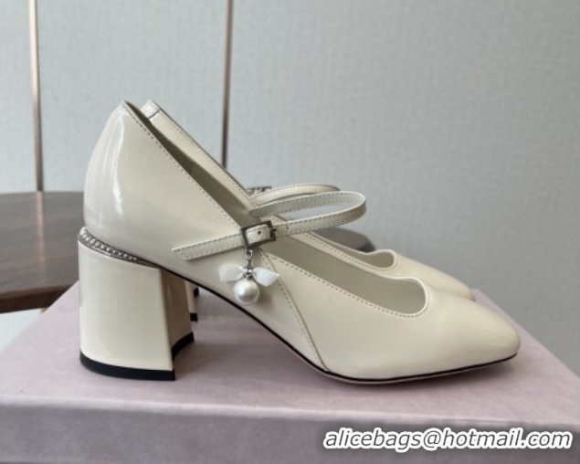 Grade Quality Jimmy Choo Jenson 65 Pumps with Strap in Patent Leather White 5111502