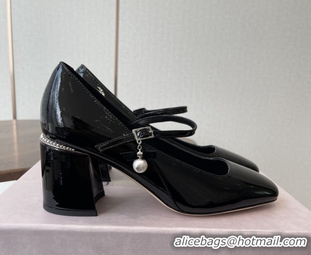 Top Grade Jimmy Choo Jenson 65 Pumps with Strap in Patent Leather Black 5111503