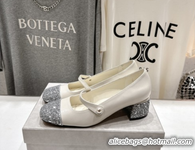 Purchase Jimmy Choo Elisa 45 Pumps in Nappa Leather Leather & Glitter White/Silver 111505