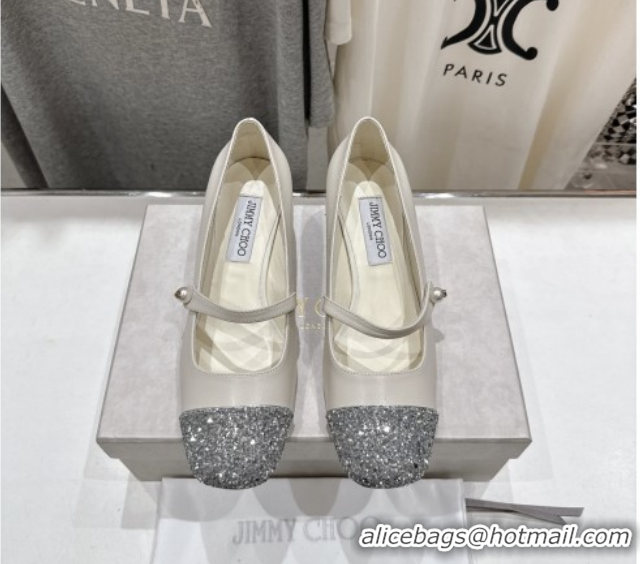 Purchase Jimmy Choo Elisa 45 Pumps in Nappa Leather Leather & Glitter White/Silver 111505