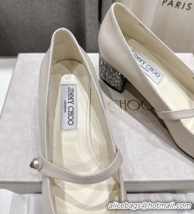 Purchase Jimmy Choo Elisa 45 Pumps in Nappa Leather Leather & Glitter White/Silver 111505