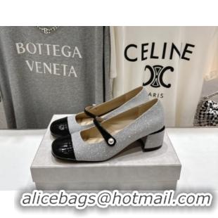 Best Product Jimmy Choo Elisa 45 Pumps in Patent Leather & Glitter Silver/Black 5111738