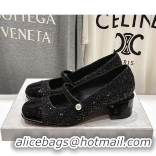 Shop Duplicate Jimmy Choo Elisa 45 Pumps in Patent Leather & Glitter Silver/Black 5111739