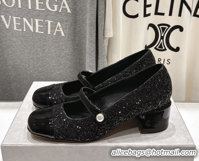 Shop Duplicate Jimmy Choo Elisa 45 Pumps in Patent Leather & Glitter Silver/Black 5111739