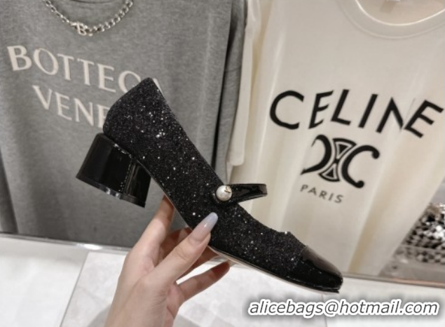 Shop Duplicate Jimmy Choo Elisa 45 Pumps in Patent Leather & Glitter Silver/Black 5111739