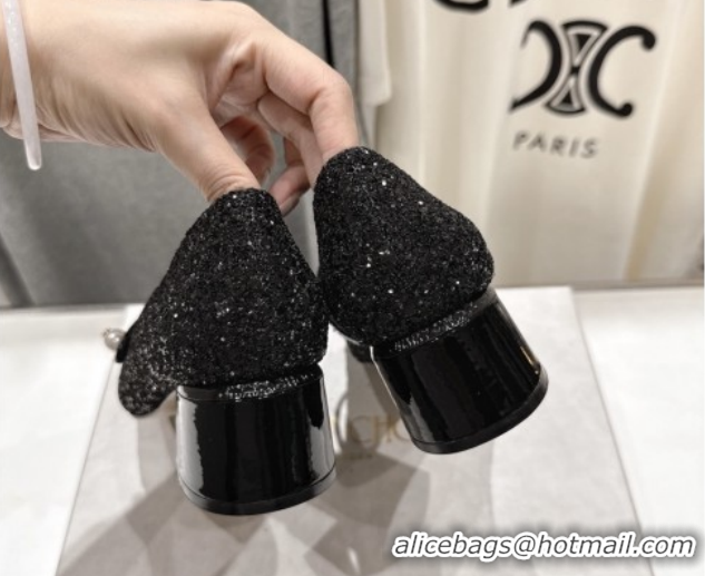 Shop Duplicate Jimmy Choo Elisa 45 Pumps in Patent Leather & Glitter Silver/Black 5111739