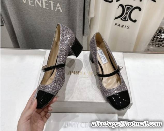 Low Price Jimmy Choo Elisa 45 Pumps in Patent Leather & Glitter Black 5111740