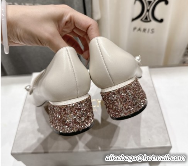 Good Looking Jimmy Choo Elisa 45 Pumps in Nappa Leather & Glitter White 5111741
