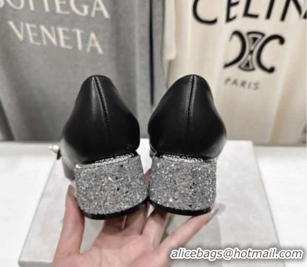 Durable Jimmy Choo Elisa 45 Pumps in Nappa Leather & Glitter Black/Silver 5111742