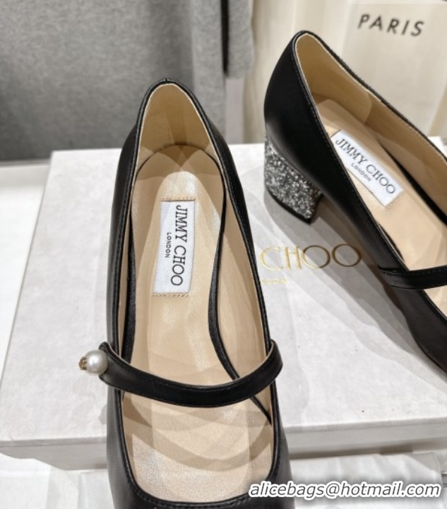 Durable Jimmy Choo Elisa 45 Pumps in Nappa Leather & Glitter Black/Silver 5111742