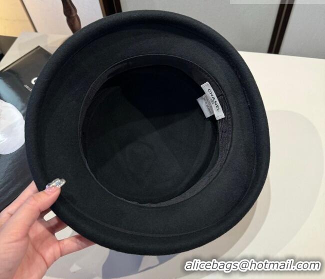 Luxury Cheap Chanel Wool Bucket Hat with Pearls CH010522 Black 2026