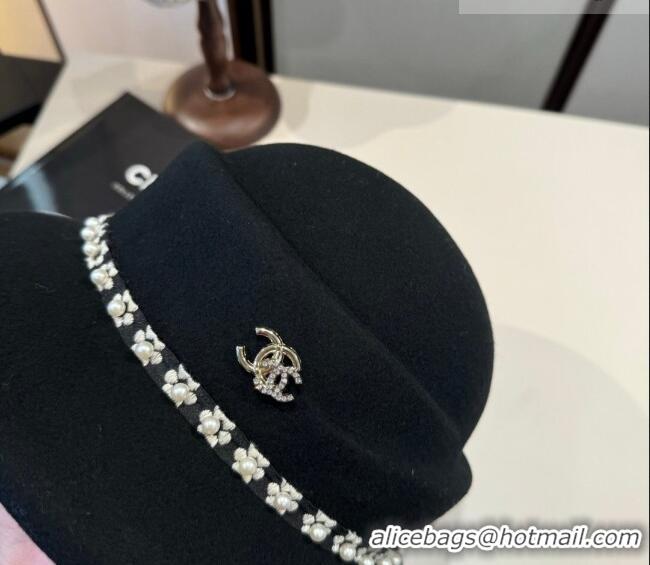 Luxury Cheap Chanel Wool Bucket Hat with Pearls CH010522 Black 2026