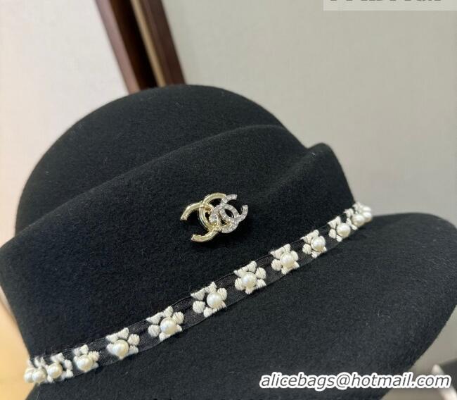 Luxury Cheap Chanel Wool Bucket Hat with Pearls CH010522 Black 2026