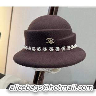 Luxury Cheap Chanel Wool Bucket Hat with Pearls CH010522 Brown 2026