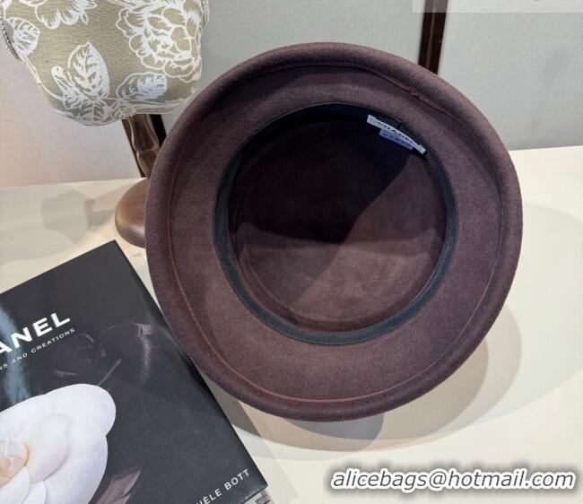 Luxury Cheap Chanel Wool Bucket Hat with Pearls CH010522 Brown 2026