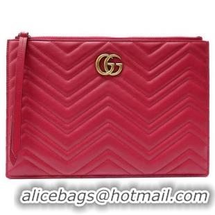 Unique Style Grade Design Gucci GG Marmont Leather Pouch Clutch Bag 476440 Red