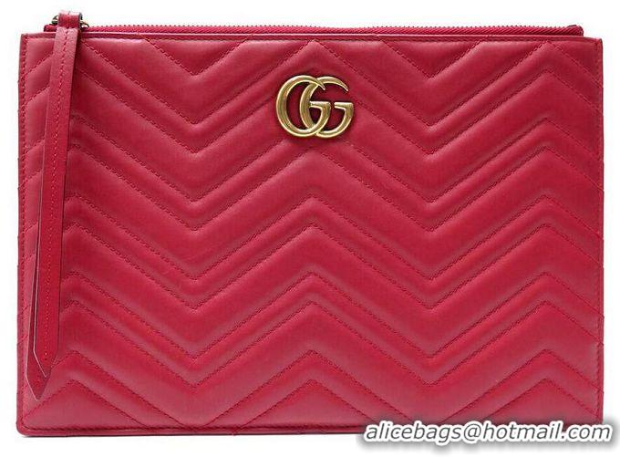 Unique Style Grade Design Gucci GG Marmont Leather Pouch Clutch Bag 476440 Red