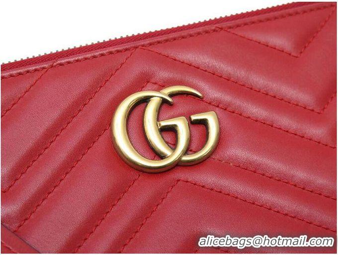 Unique Style Grade Design Gucci GG Marmont Leather Pouch Clutch Bag 476440 Red