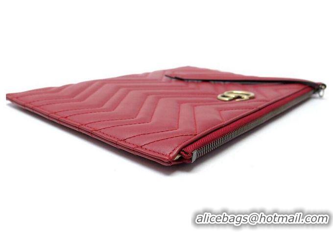 Unique Style Grade Design Gucci GG Marmont Leather Pouch Clutch Bag 476440 Red